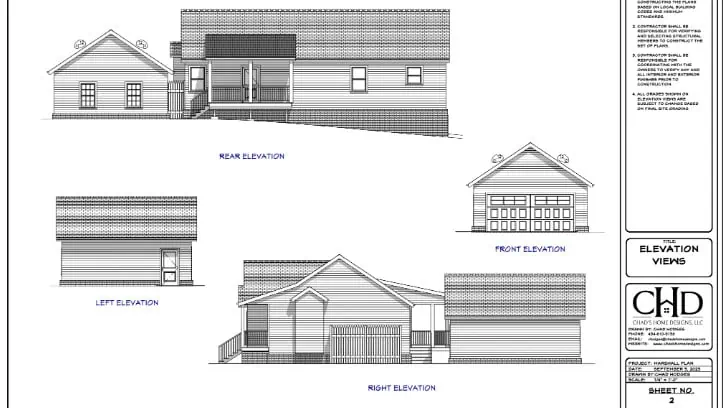 Elevation Plan for Two Car Garage Addition