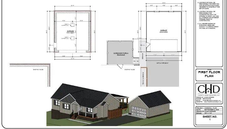Floor Plan for Two Car Garage Addition