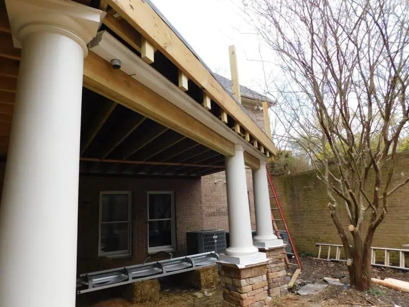 Gutters installed below for Deck Drainage from Home Addition