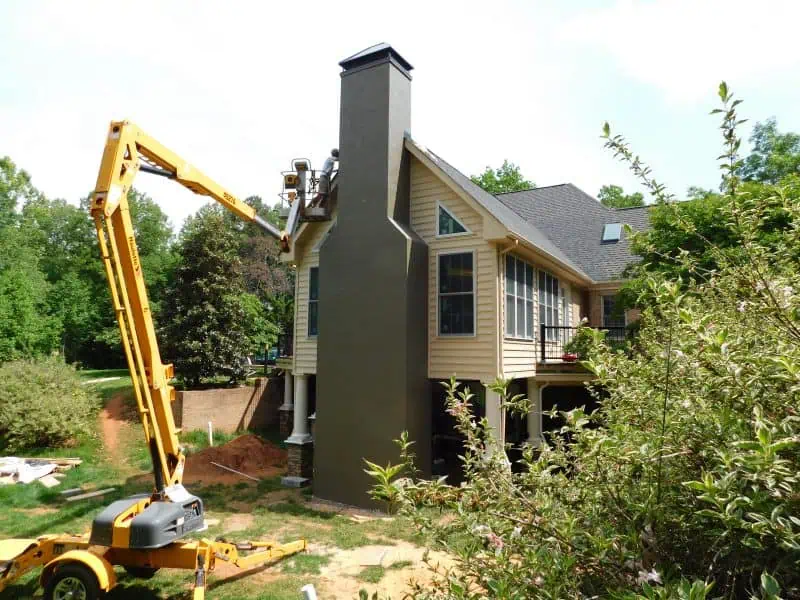 Painting of Exterior Chimney for Sunroom Addition