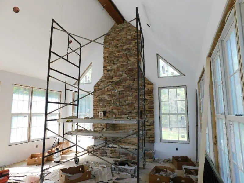 Stonework for fireplace in Sunroom Addition