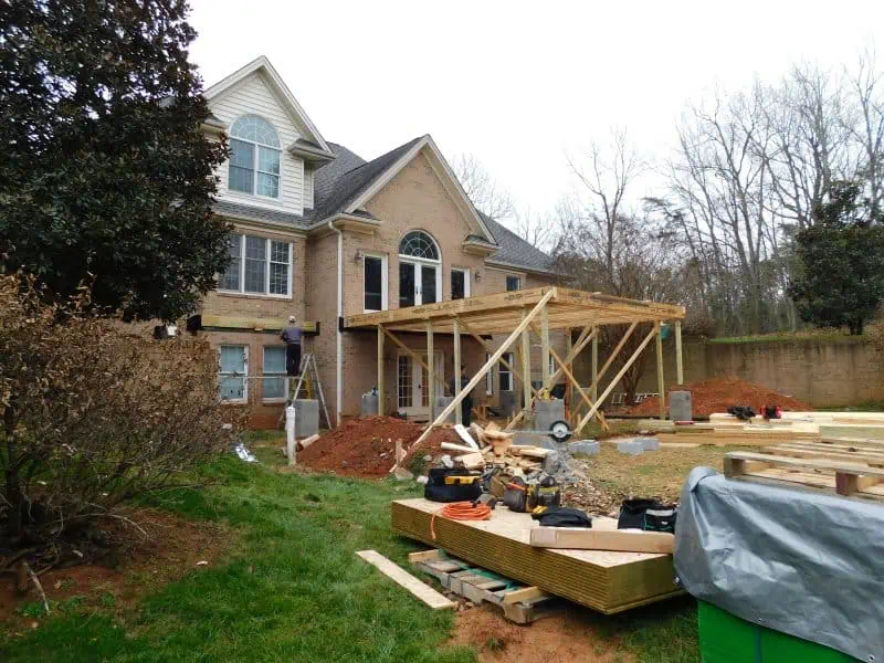 Framing of Floor System for Sunroom Addition from left side