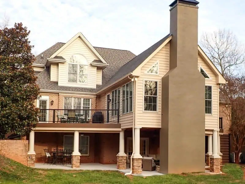 Left side of Sunroom Addition with Deck