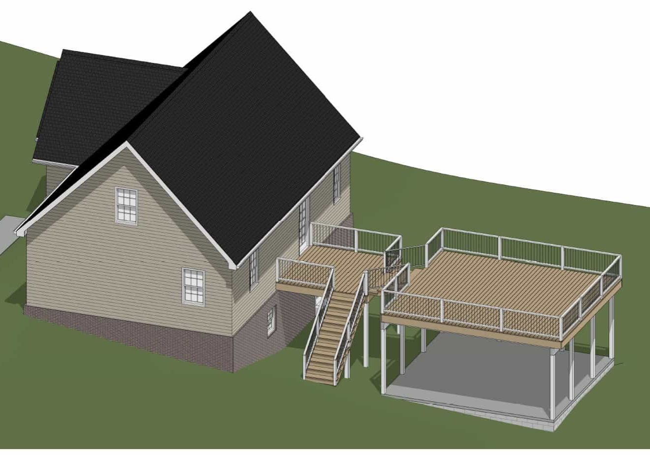 3D Render of Deck and Carport by Milton Construction
