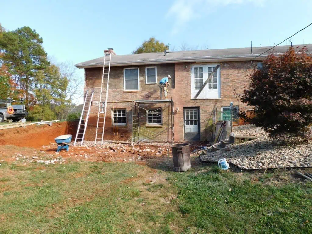 Before Home Addition with demolition of deck completed