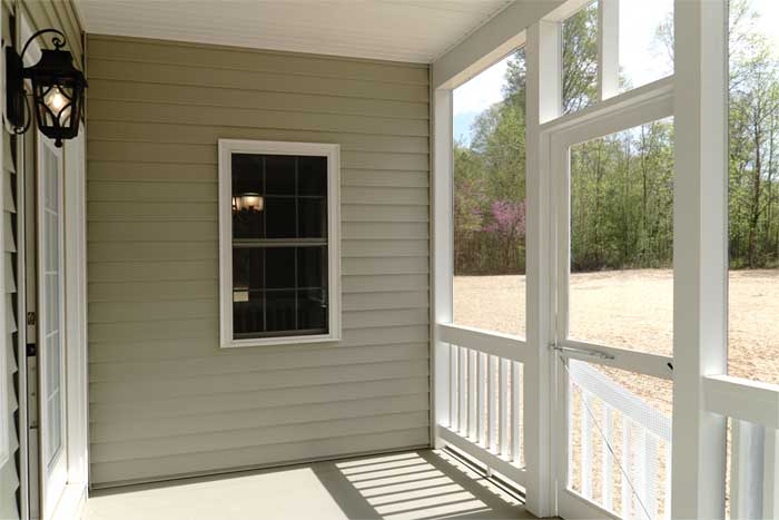 Comfortable size screened porch in Appomattox, Virginia custom home