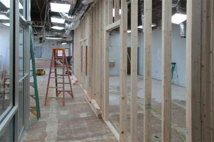 Thoroughly gutted offices during the renovation