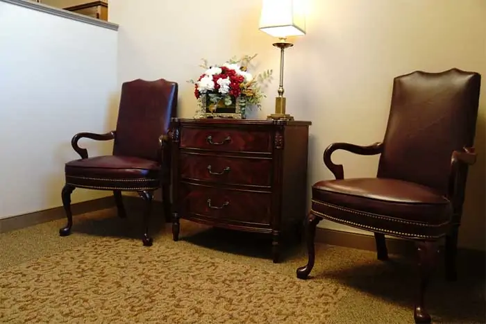 Farmer's Bank offices reception area after the renovation
