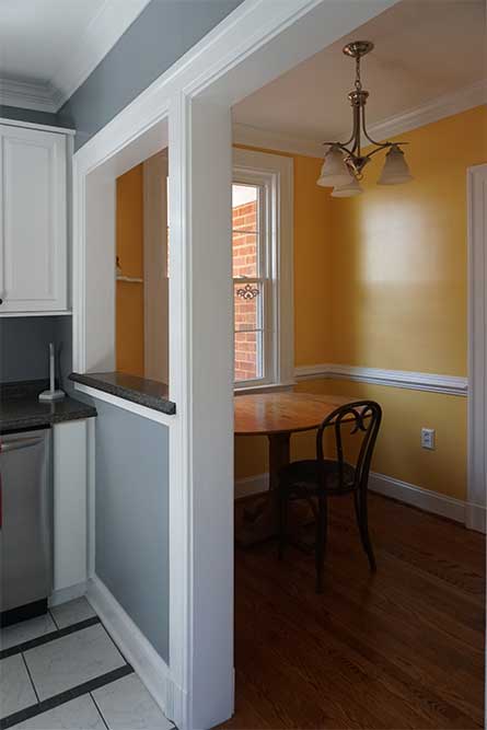 Cozy breakfast nook with bright, fresh paint